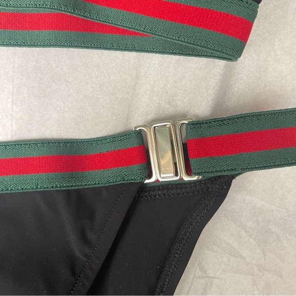 LAST DAY! AUTHENTIC GUCCI TWO PIECE VINTAGE BLACK BIKINI WITH WEB ACCENT - Picture 5 of 10